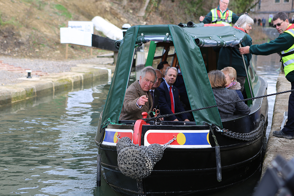Charles visiting the Cotswold Canal restoration in 2018